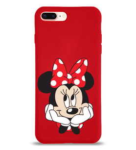 Apple iPhone 7 Plus Uyumlu Lansman Kılıf Minnie Mouse Tasarımlı Altı Kapalı İçi Kadife Kaplı  Kapak (Şeffaf)