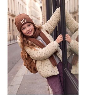 LCW Kids Bej Kürklü Kapüşonlu Kız Çocuk Mont