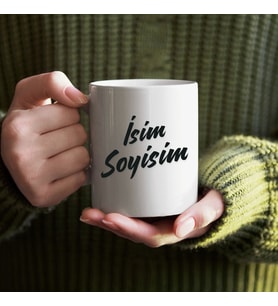 Kişiye Özel Siyah Beyaz İsim Yazılı Bardak - İsimli Bardak