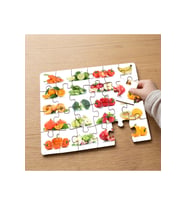 Meyve ve Sebze Kavramı Tasarımlı 24 Parça Ahşap Çocuk Puzzle MPK0580