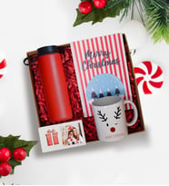 Yılbaşı Hediyesi &  Cam  Suluk, Kupa, Defter, Fotoğraflı Çerçeve Hediye Seti (Kırmızı)