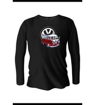 Volkswagen Nostalji Karavan Baskılı Erkek Siyah Uzun Kol Bisiklet Yaka T-Shirt