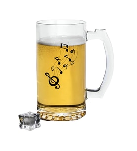 Müzik Baskılı Bira Bardağı - Bira Bardak (Şeffaf)