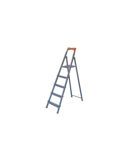ASVERA - 4+1 Basamaklı Galvanizli Profil Merdiven - Ev - Bahçe - İş Yeri İçin Dayanıklı (Gri)