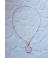 Pembe Kuvars İtalyan Zincir Gümüş Kolye