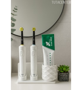 Şarjlı Ve Pilli Diş Fırçalık Tutucu Stand Beyaz (Tüm Modellere Uyumlu)
