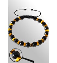 Sertifikalı Gold Falezli Siyah Obsidyen Taşı Bileklik - Ayarlamalı (Çok Renkli)