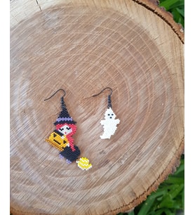 Miyuki Boncuk El Yapımı Sevimli Cadı Hayalet Küpe Halloween Cadılar Bayramı