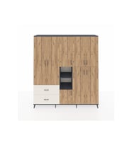 Hyperion Dolap 12 Raflı 2 Çekmeceli Tek Askılı 220x44x243 Antrasit-Çam/Aytaşı