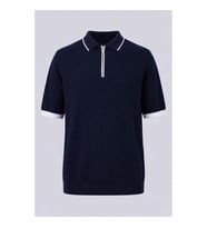 Trender Yarım Fermuarlı Beyaz-Lacivert Erkek Polo Yaka T-shirt 17354
