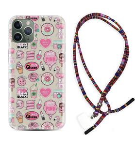 Apple iPhone 11 12 13 14 Pro Max Kılıf Boyun Asklı Rasta Silikon Donut Flamingo 1415