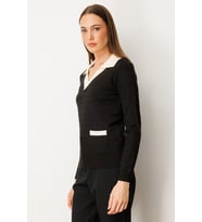 On Fashion Cep Detaylı Uzun Kollu Kazak Bluz (Krem)