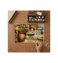 Testideki Çiçekler Tasarımı 240 parça Ahşap Puzzle Ahşap Kutuda MP01157