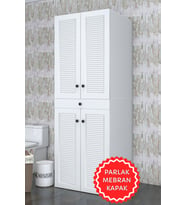 Kenzlife membran çamaşır-kurutma makinesi dolabı el kindi byzbyz panjur 187*070*60 mebran kapak MDF gövde (Beyaz-Gri)