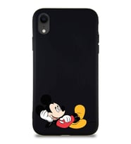 Apple iPhone XR Soft Premier Kapak Mickey Mouse-F Tasarımlı Silikon Kılıf - Siyah (Şeffaf)