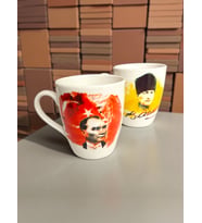 Dekoratif Mustafa Kemal Atatürk Baskılı 2 adet Porselen Kupa - Mug - Kahve Fincanı (Parlak Beyaz)