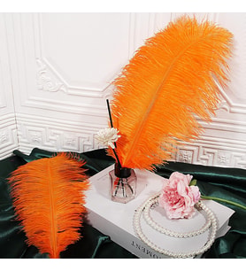 3 ADET BÜYÜK BOY 35 CM TURUNCU DEVE KUŞU TÜYÜ ORANGE OSTRICH FEATHER VIP DEKOR TURUNCU KUŞ TÜYÜ