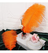3 ADET BÜYÜK BOY 35 CM TURUNCU DEVE KUŞU TÜYÜ ORANGE OSTRICH FEATHER VIP DEKOR TURUNCU KUŞ TÜYÜ