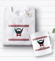 BK Gift Kişiye Özel Yakışıklı Babam Tasarımlı Beyaz Tişört ve Kupa Seti-3 (Model 1)