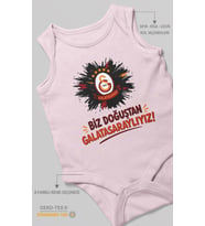 Biz Doğuştan Galatasaraylıyız Sıfır Kollu Bebek Zıbını %100 Pamuk