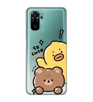 Redmi Note 10/Note 10S Uyumlu Sevimli Ördek ve Ayıcık Desenli Şeffaf Telefon Kılıfı