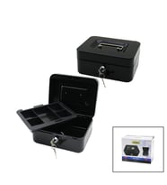 ANAHTARLI KÜÇÜK METAL PARA -DEĞERLİ EŞYA KUTUSU 2KAT=TEK+6 BÖLME TAŞIMA KULP - 15.2X11.8X8CM (5680)