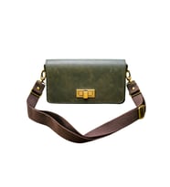 Hakiki Deri Omuz Çantası Crazy Horse Vintage Haki Yeşil Minimalist El Yapımı Kadın Çanta