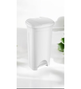 Beyaz 50 Lt Slim Plastik Çöp Kovası, Kapaklı, 65x35x43 cm