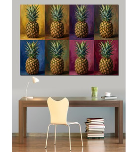 Pop Art Renkli Ananaslar Tablosu Dekoratif Kanvas - Mdf Ahşap Tablo