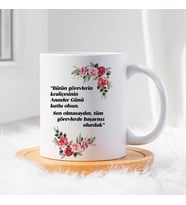 Anneler Gününe Özel Hediye Seramik Beyaz Kupa Bardak  1 Adet
