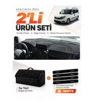 FİAT DOBLO (2007-2015) AİRBAGLİ KÜÇÜK EKRAN Uyumlu Torpido Örtüsü + Tay Tüyü Çanta Seti - Siyah