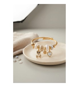 Mey İthalat® Tedy Bear Model Gold Renk Beyaz Charmlı Bileklik