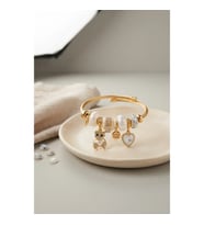 Mey İthalat® Tedy Bear Model Gold Renk Beyaz Charmlı Bileklik