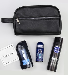 Siyah Suni Deri Erkek El Çantası & Erkek Roll-on Deodorant & Arko Men Tıraş Kolonyası & Nivea Men Tıraş Köpüğü Hediye Seti
