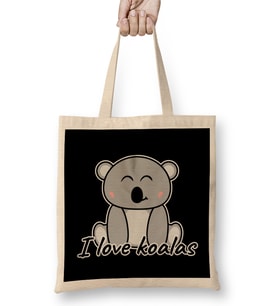 Koala I Love Koalas Bez Çanta Uzun Saplı