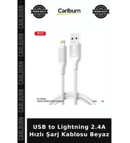 USB to Lightning 2.4A Hızlı Şarj Kablosu Beyaz Günlük Kullanım Pratik Aparat