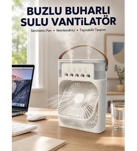 Spreyli Mini Masaüstü Fan 500ml Su Hazneli, 3 Kademeli Soğutucu Yeni Nesil