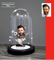 KİŞİYE ÖZEL  ERKEK Siyah Beyaz TASARIMLI IŞIKLI KARİKATÜR FANUS BİBLO FN104