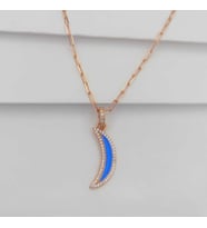 Gümüş Ay Model Mineli Ve Zirkon Taşlı Kolye 925 Ayar (Karışık)