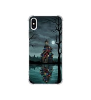PrintiFy Apple iPhone X ile Uyumlu Simya Serisi Gölge Ve Cam Tasarımlı Uv Baskılı Köşe Korumalı Antişok Kılıf