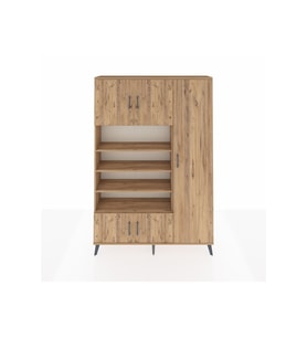 Arges Dolap 11 Raflı 5 Kapaklı 132x30x195 Çam-Çam/Çam