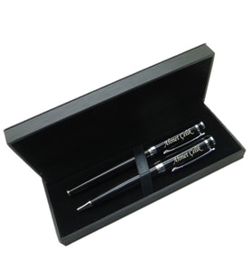 Signator® M490 Siyah Krom Kalem Seti - Roller Kalem + Tükenmez Kalem  İsme Özel Kalem  Hediyelik Kalem (Karışık)