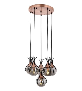 AVONNI AV-60161-6T-BSY Siyah Boyalı Modern Avize E27 Metal Cam 50cm