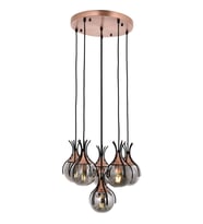AVONNI AV-60161-6T-BSY Siyah Boyalı Modern Avize E27 Metal Cam 50cm