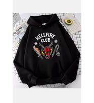 Hellfire Club Stranger Things Kapşonlu Sweatshirt (Siyah)