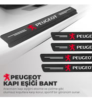 Peugeot Logolu Karbon Kapı Eşiği Koruyucu Bant Folyo 4'lü Set
