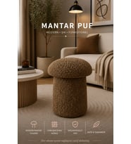 Mantar Puf İthal Bukle Kumaş Modern Zarif