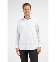 Beyaz - Lacivert Kareli Desen Sert Yaka Uzun Kol Cepli Comfort Fit Pamuklu Gömlek 1004255279