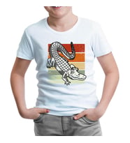 Alligator on Earth Colors Background Beyaz Çocuk Tshirt