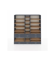 Hyperion Dolap 19 Raflı 8 Çekmeceli  220x44x243 Antrasit-Çam/Antrasit
